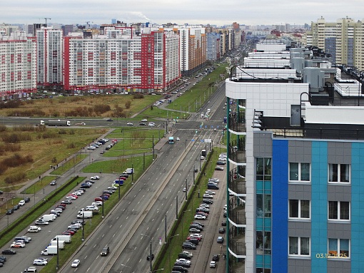 БФА Огни Залива, 4 строительная площадка, панорама Ленинского проспекта